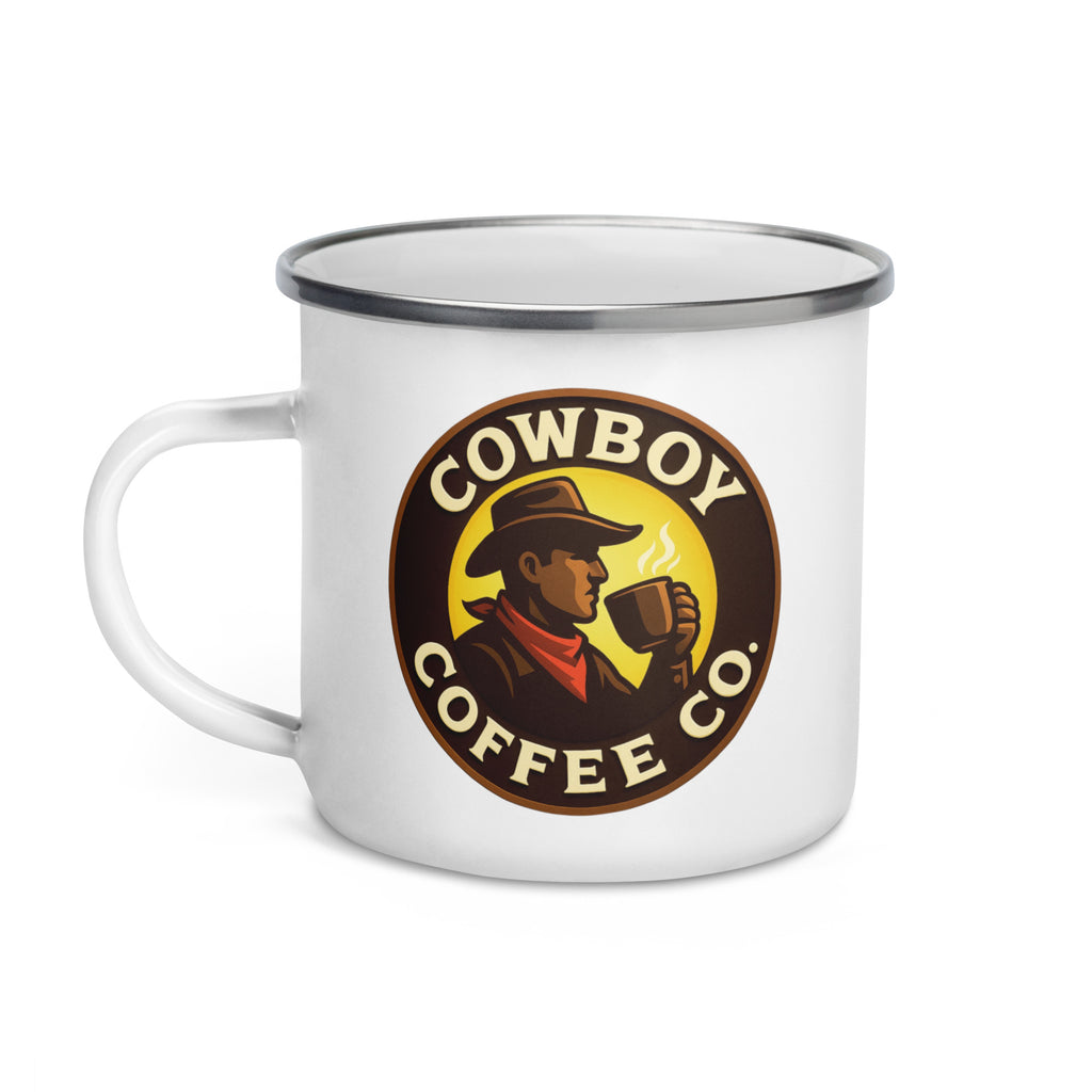 Enamel Mug featuring Cowboy Coffee Co logo