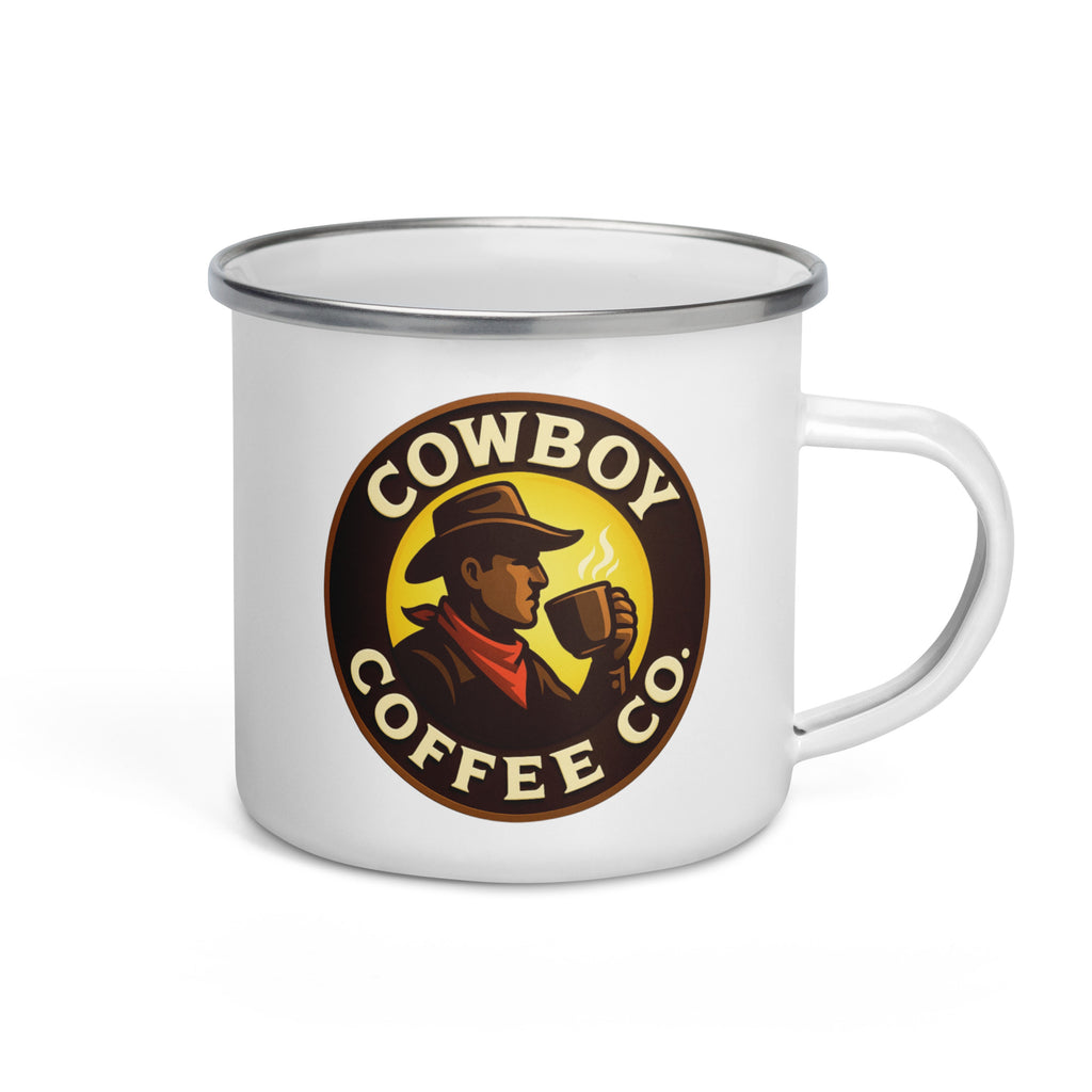 Enamel Mug with Cowboy Coffee Co logo