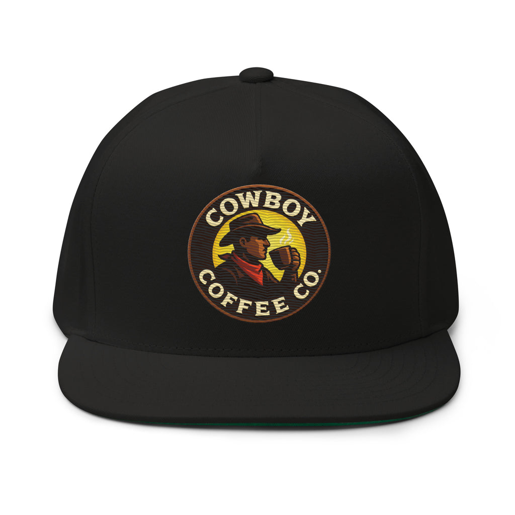 Flat Bill Cap featuring Cowboy Coffee Co logo