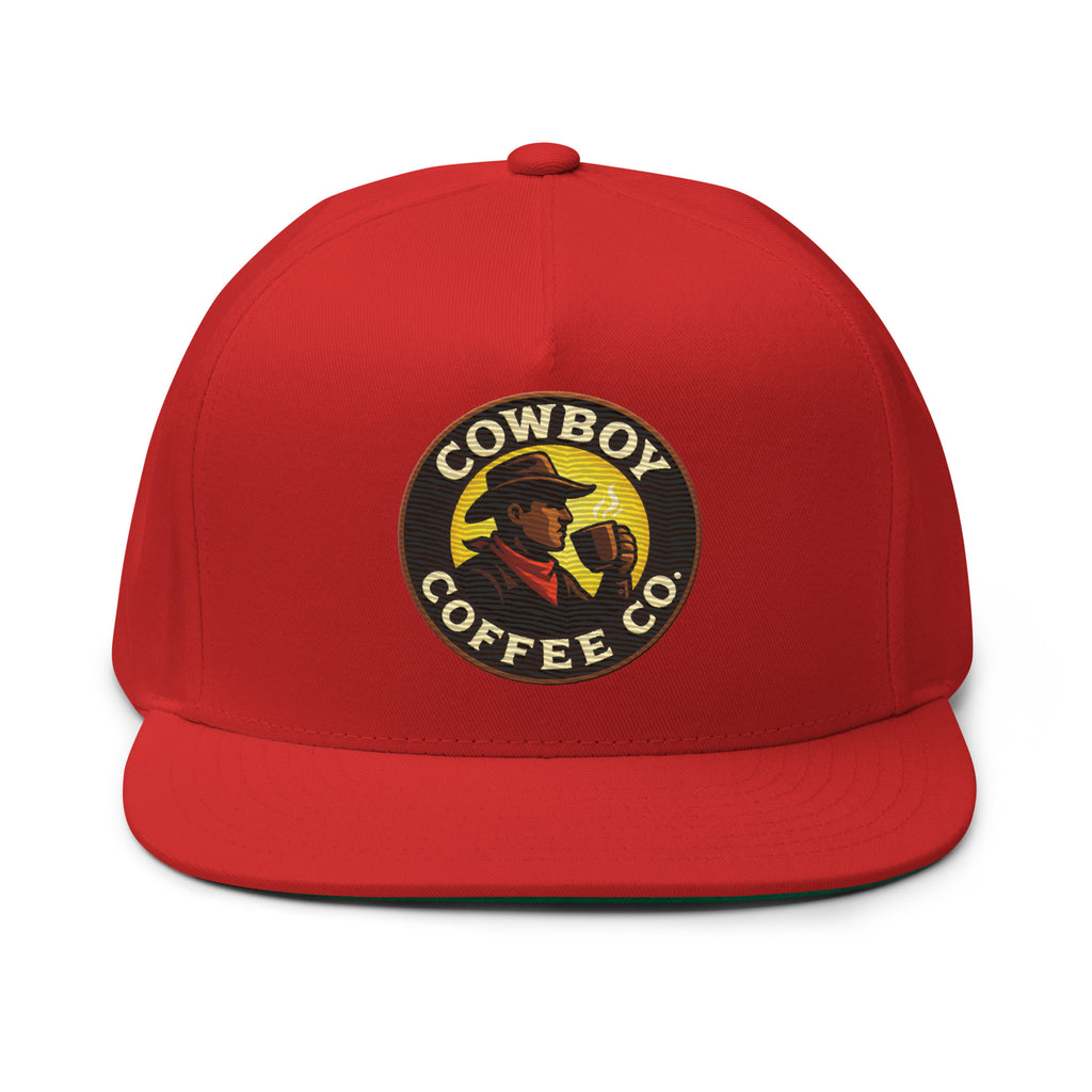 Flat Bill Cap featuring Cowboy Coffee Co logo