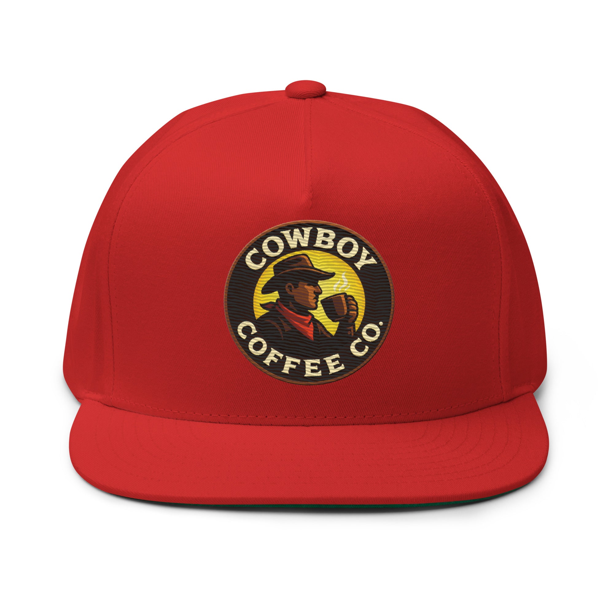 Flat Bill Cap featuring Cowboy Coffee Co logo