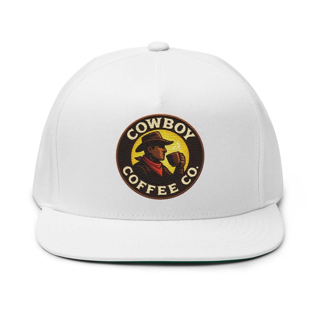 Flat Bill Cap featuring Cowboy Coffee Co logo