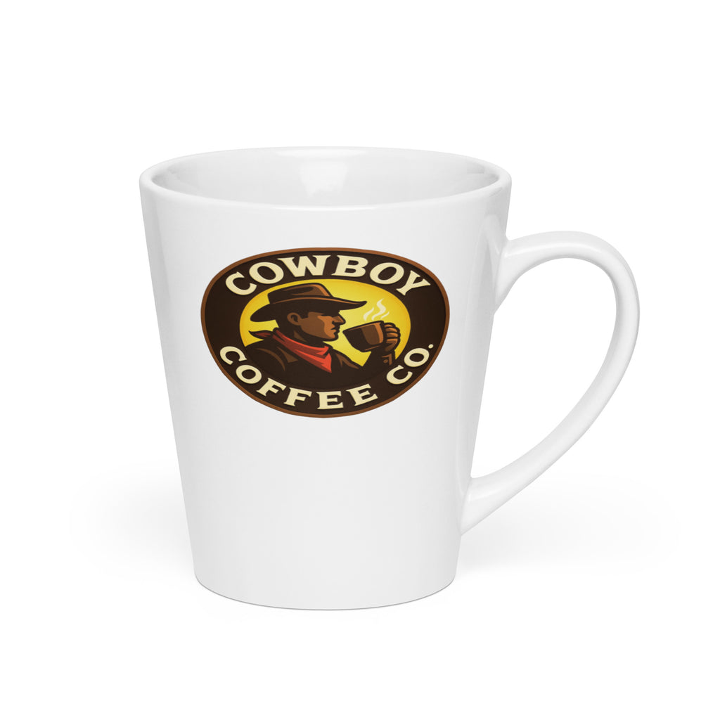 Latte mug featuring Cowboy Coffee Co logo