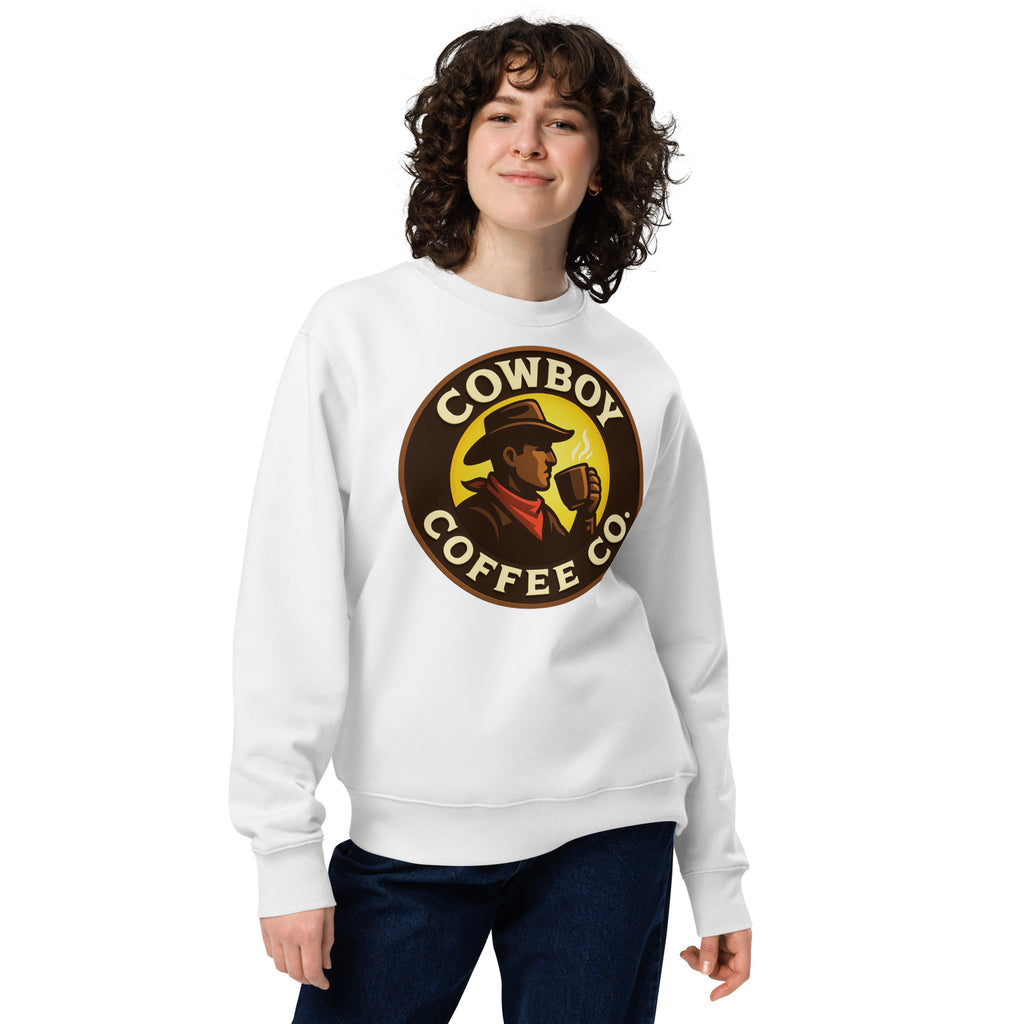Unisex eco sweatshirt with Cowboy Coffee Co logo