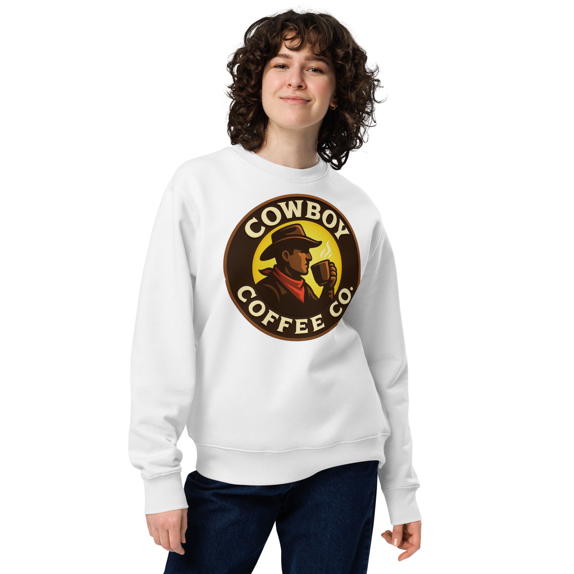 Unisex eco sweatshirt with Cowboy Coffee Co logo
