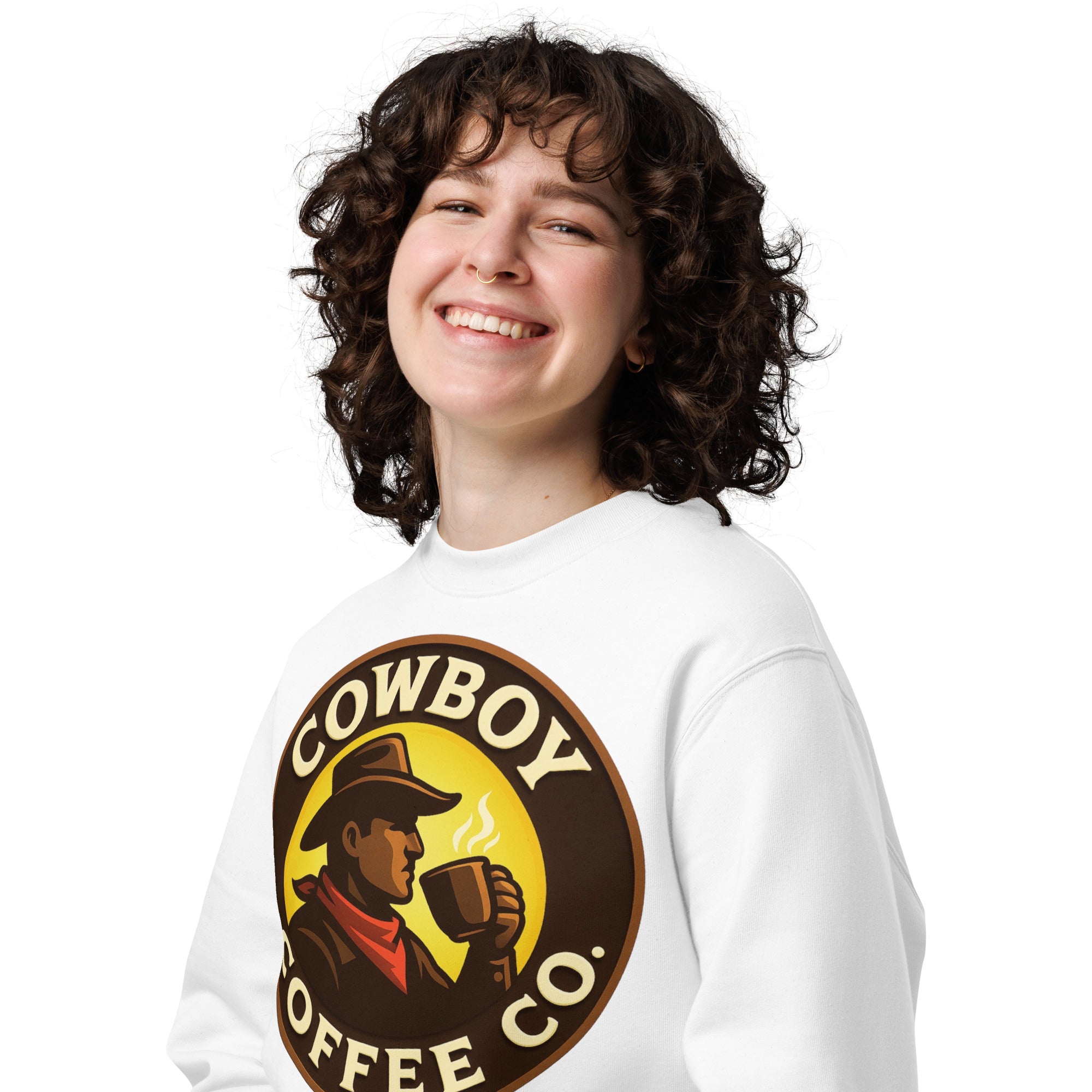 Unisex eco sweatshirt with coffee graphic