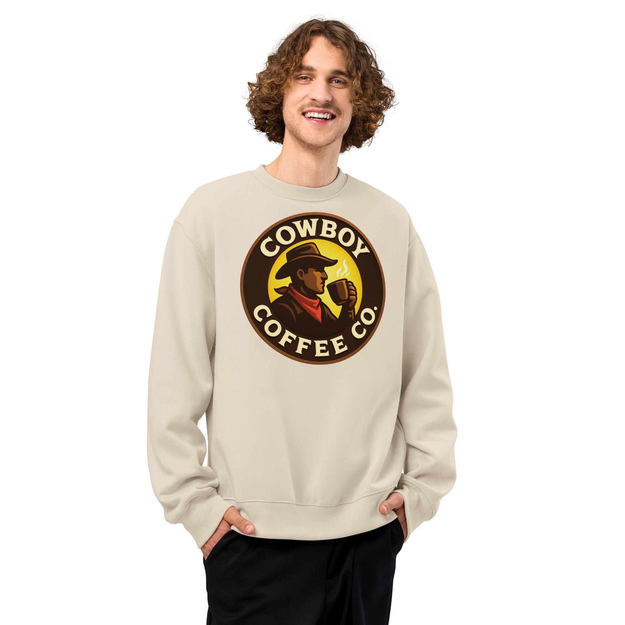 Oversized heavyweight sweatshirt with cowboy coffee logo