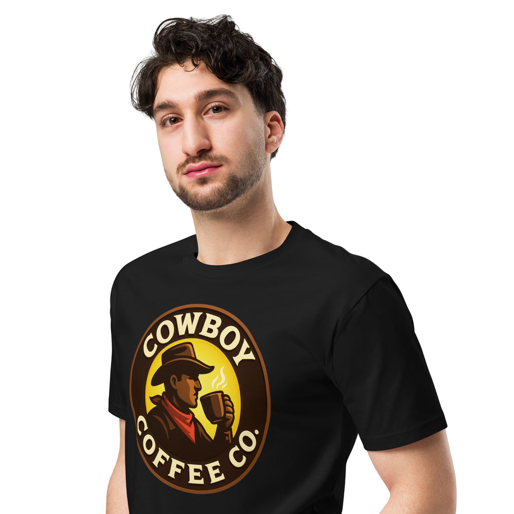 Unisex premium t-shirt with Cowboy Coffee Co logo