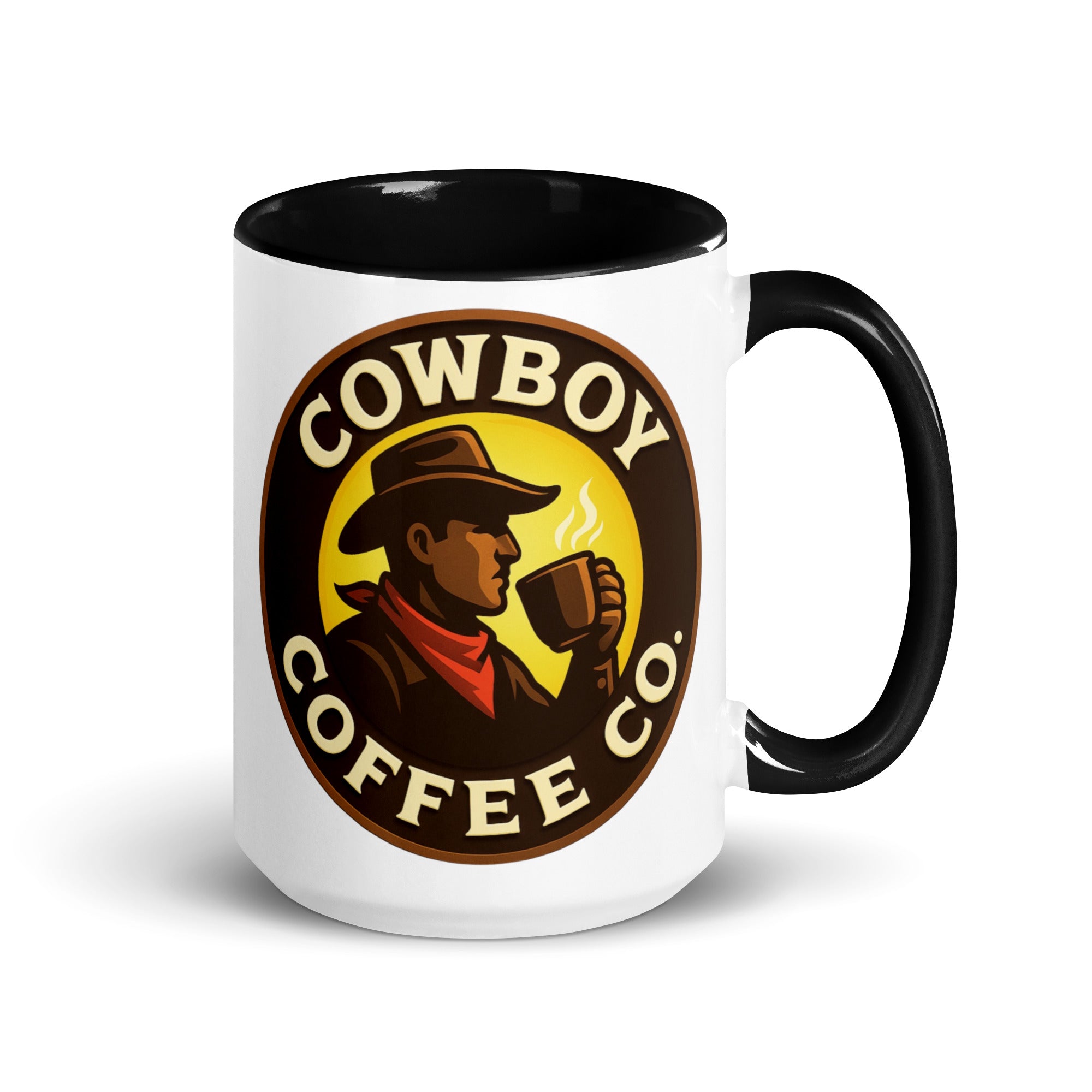Mug with Color Inside featuring Cowboy Coffee Co logo