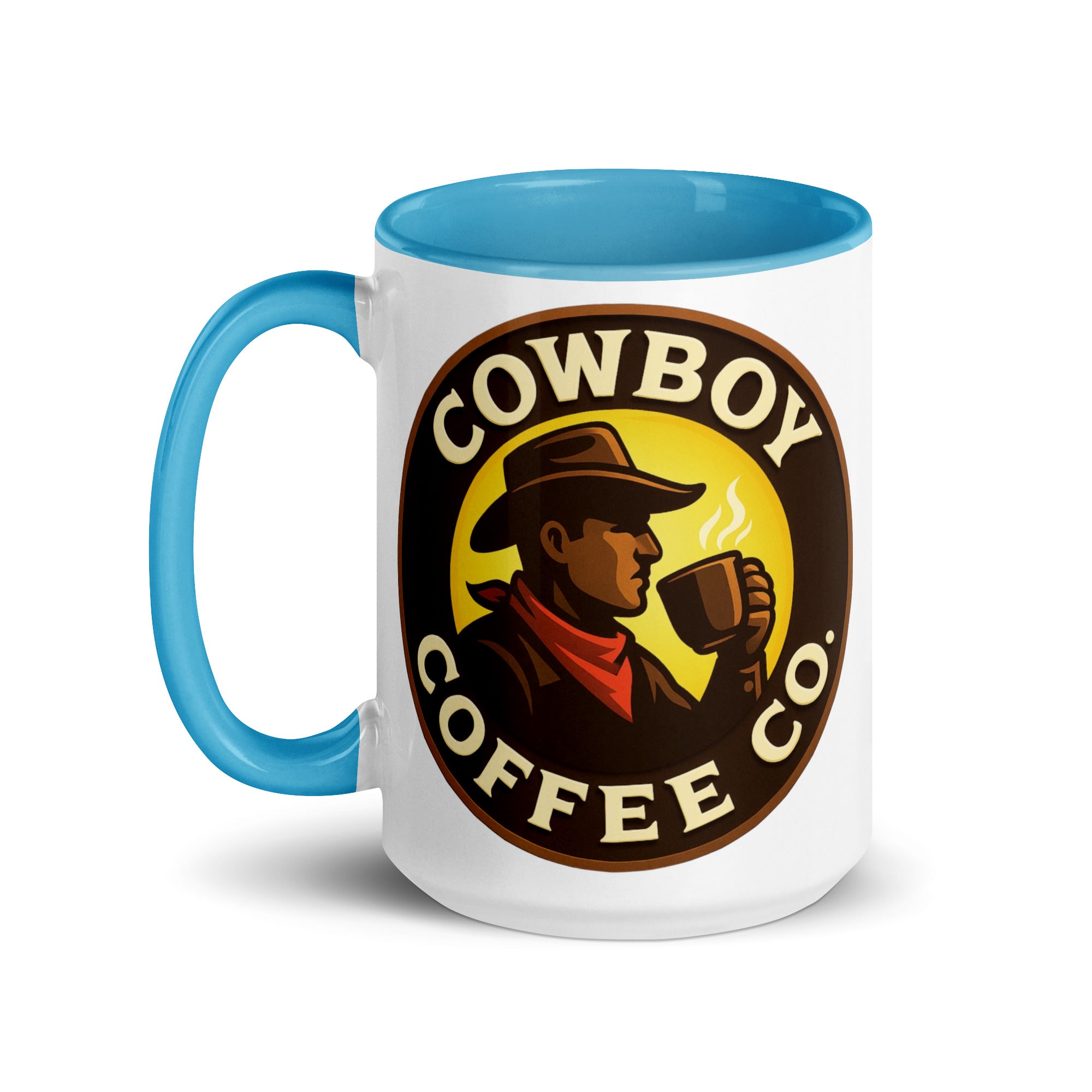 Mug with Color Inside featuring Cowboy Coffee Co logo